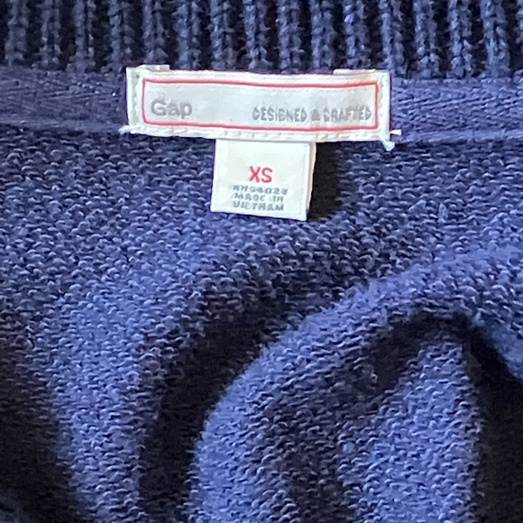 100% Cotton Gap Navy Zip-Up Sweater Women Size XS - Picture 7 of 8